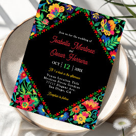 Convite de casamento de fiesta colorida mexicana