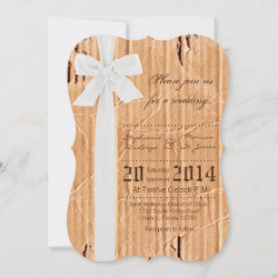 Convite de Casamento de Fita Branca 5 x 7