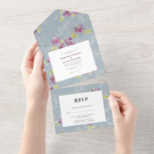 Convite de Casamento de Flor de Aquarela Moderna S