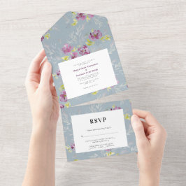 Convite de Casamento de Flor de Aquarela Moderna S