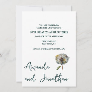 Convite de Casamento de Flor de Campo Minimalista