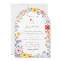 Convite de Casamento de Flor de Jardim com Aquarel