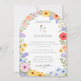 Convite de Casamento de Flor de Jardim com Aquarel