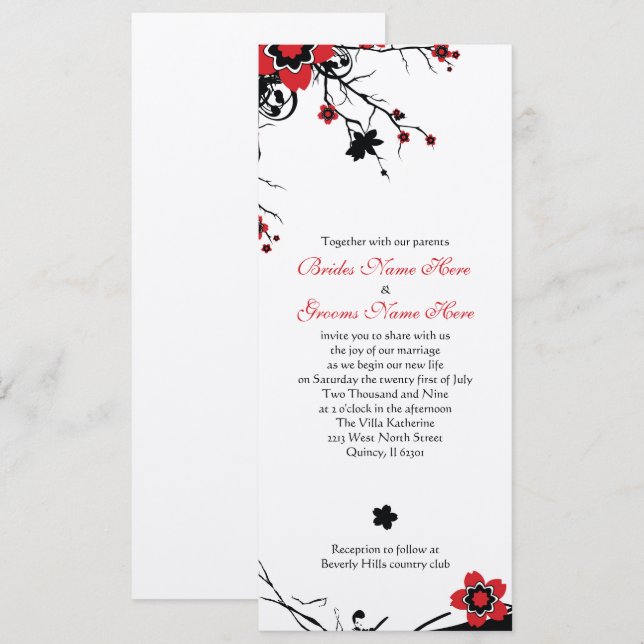 Convite de casamento de Flor de Papel Metálico (Frente/Verso)
