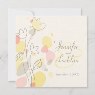 Convite de casamento de flor de peitos confetti