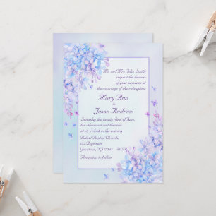 Convite de casamento de Flor Lilás Azul Roxo