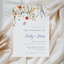 Convite de Casamento de Flor Silvestre Minimalista