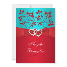 Convite de casamento de Floral Vermelho de Turques