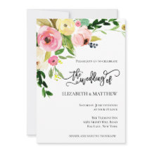 Convite De Casamento De Flores De Aquarela