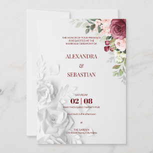 Convite De Casamento De Flores De Aquarela