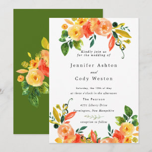 Convite De Casamento De Flores De Cores D'Água