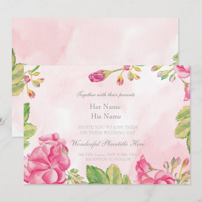 Convite De Casamento De Flores De Verão (Frente/Verso)