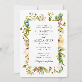 Convite de casamento de flores de verão. Jardim fl