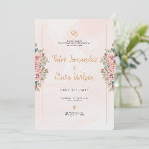 Convite de Casamento de Flores Minimalista Simples