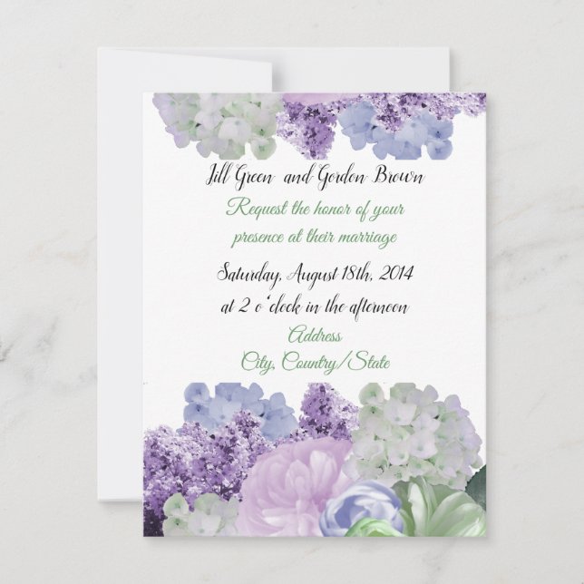 Convite de Casamento de Flores Mistas Lindas (Frente)