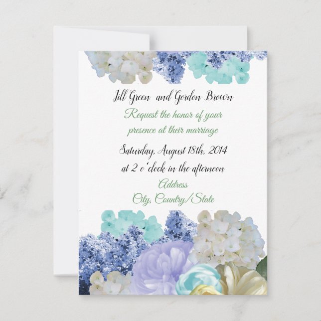 Convite de Casamento de Flores Mistas Românticas (Frente)