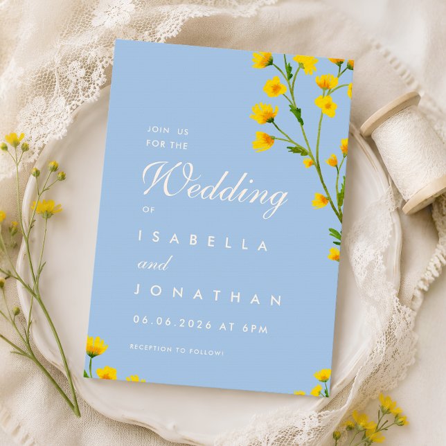 Convite de casamento de flores silvestres aquarela (Criador carregado)