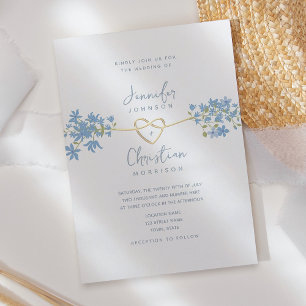 Convite de Casamento de Flores Silvestres Azuis De