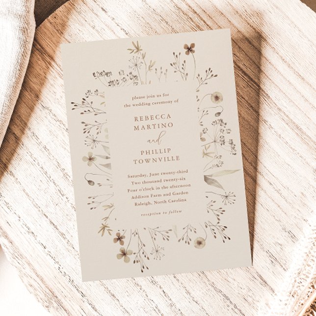 Convite de Casamento de Flores Silvestres Boho Eco (Criador carregado)