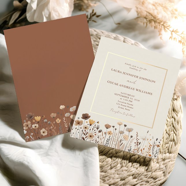 Convite de Casamento de Flores Silvestres Boho Vin (Criador carregado)