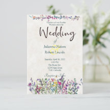 Convite de casamento de flores silvestres colorida