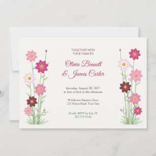 Convite de Casamento de Flores Silvestres Cosmos M