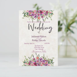 Convite de casamento de flores silvestres de aquar