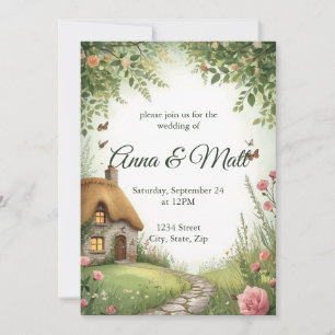 Convite de Casamento de Flores Silvestres de Casa