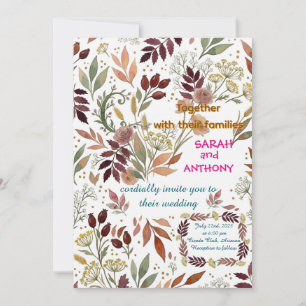 Convite de Casamento de Flores Silvestres de Outon