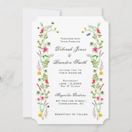 Convite de Casamento de Flores Silvestres em Aquar