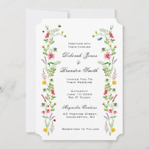 Convite de Casamento de Flores Silvestres em Aquar