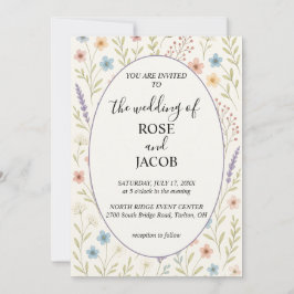 Convite de Casamento de Flores Silvestres Romântic