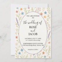 Convite de Casamento de Flores Silvestres Romântic