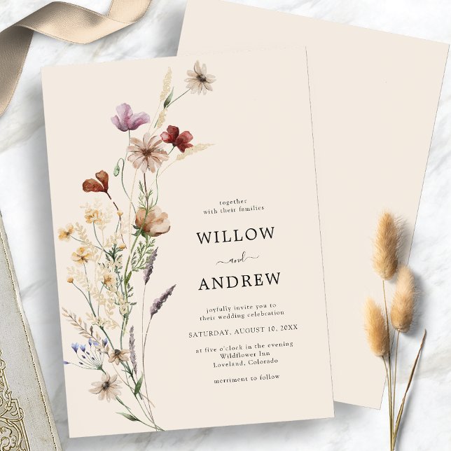 Convite de Casamento de Flores Silvestres Rústicas (Rustic Wildflower Wedding Invitation
)