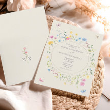 Convite de Casamento de Flores Silvestres Rústico 