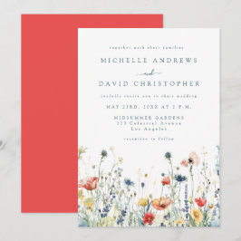 Convite de Casamento de Flores Silvestres Vibrante