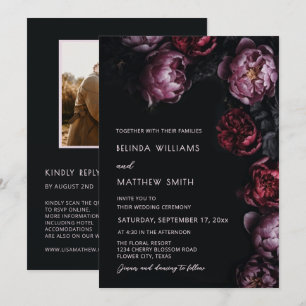 Convite de Casamento de Flores Texturizadas Sombri