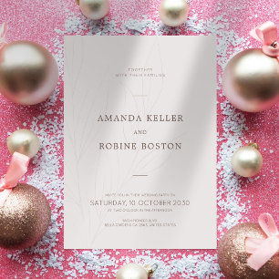 Convite de Casamento de Folha Minimalista