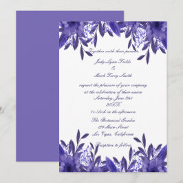 Convite De Casamento De Folhagem Azul Roxo