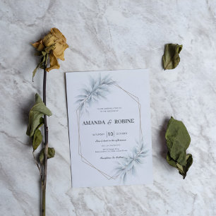 Convite De Casamento De Folhagem De Aquarela Elega