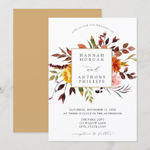 Convite de Casamento de Folhagem de outono