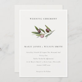 Convite de casamento de Folhagem Mínima Rústica do