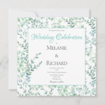 Convite de Casamento de Folhagem Verde primavera