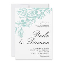 Convite De Casamento De Folhas Botânicas Desenhada