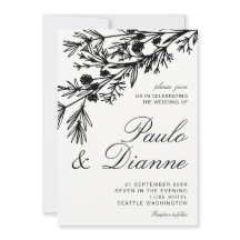 Convite De Casamento De Folhas Botânicas Desenhada