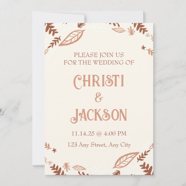 Convite de Casamento de Folhas de outono (Frente)