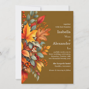 Convite de Casamento de Folhas de Outono Elegantes