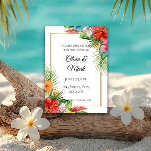 Convite de Casamento de Folhas de Palmeira Tropica