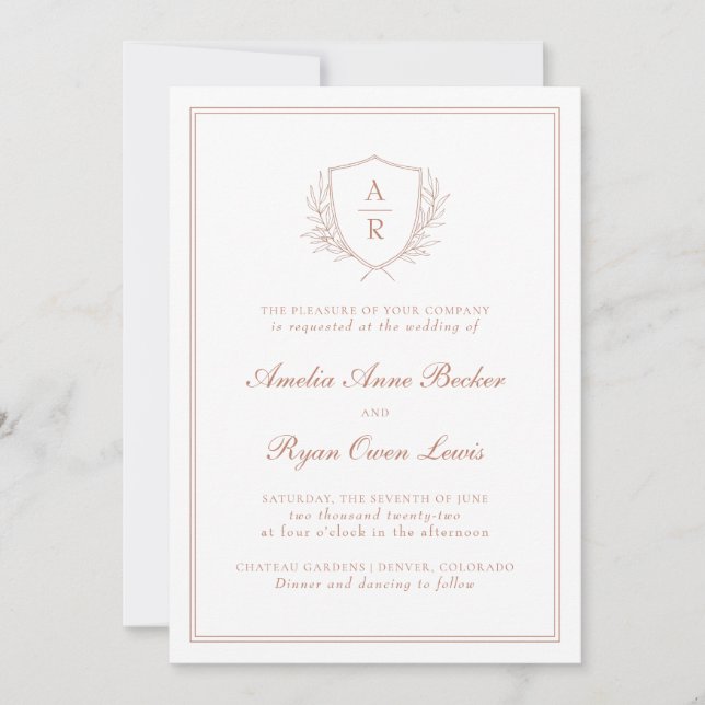 Convite de Casamento de Folhas Mínimas Elegantes (Frente)
