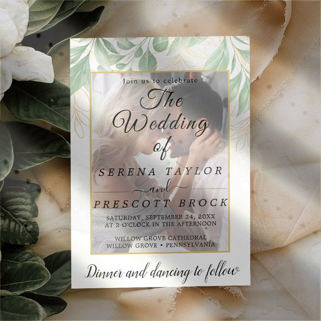 Convite De Casamento De Foliage Vellum Overlay (Criador carregado)